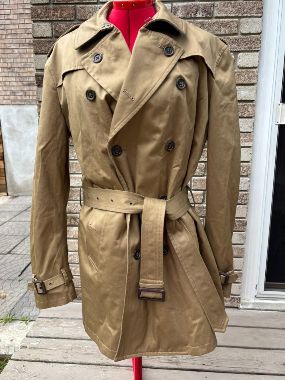 Banana Republic Men’s NWT Khaki Tan Cotton Trench Coat Belted Size L